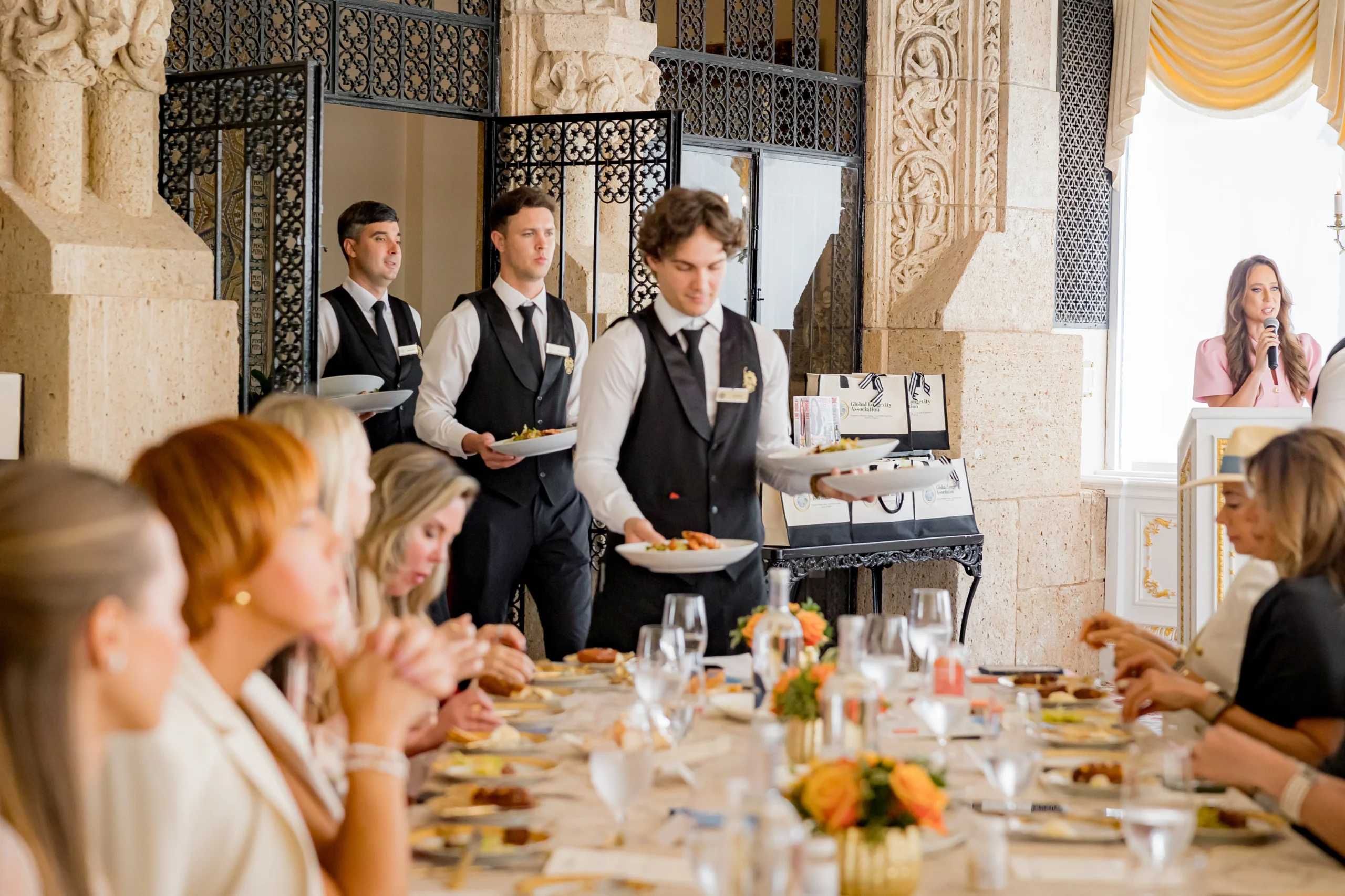 A moment from a Longevity Dinner hosted by the Global Longevity Association
